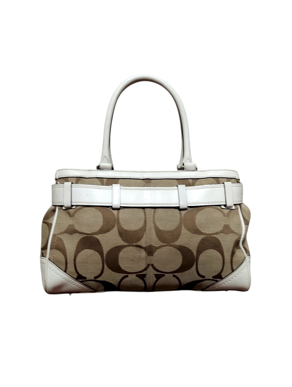 Y2K Coach 2000 Hamptons Stripe Carryall Satchel Leopard Print Jacquard & Leather - Picture 6 of 13